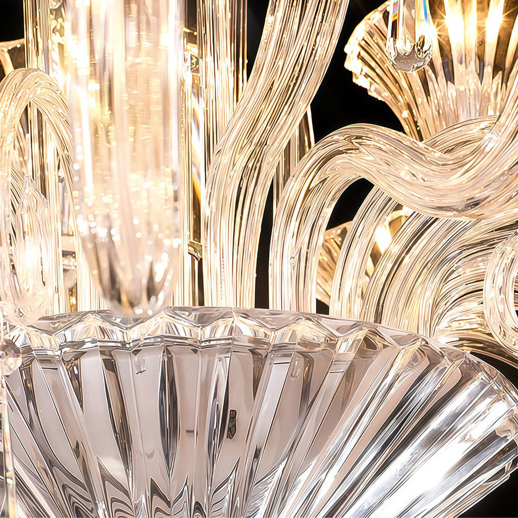 1. **LAVENDULA CRYSTAL SPIRAL CHANDELIER** - A stunning cascade of hand-blown glass in soft lavender hues, designed to illuminate spaces with a graceful twist.

2. **WILLOWSHIRE ARTISAN GLASS CEILING LANTERN** - A captivating blend of intricate glasswork