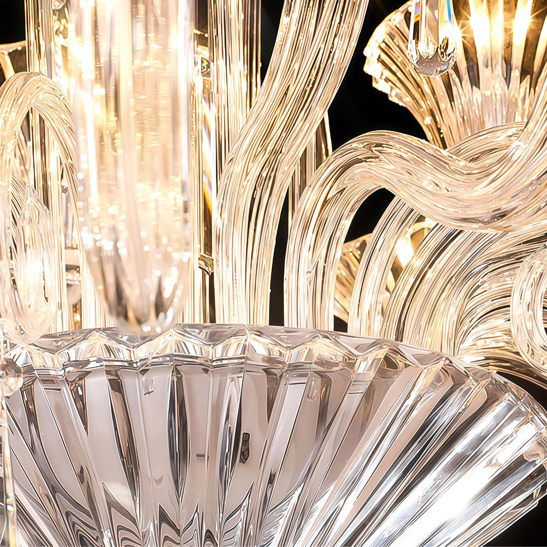 1. **LAVENDULA CRYSTAL SPIRAL CHANDELIER** - A stunning cascade of hand-blown glass in soft lavender hues, designed to illuminate spaces with a graceful twist.

2. **WILLOWSHIRE ARTISAN GLASS CEILING LANTERN** - A captivating blend of intricate glasswork