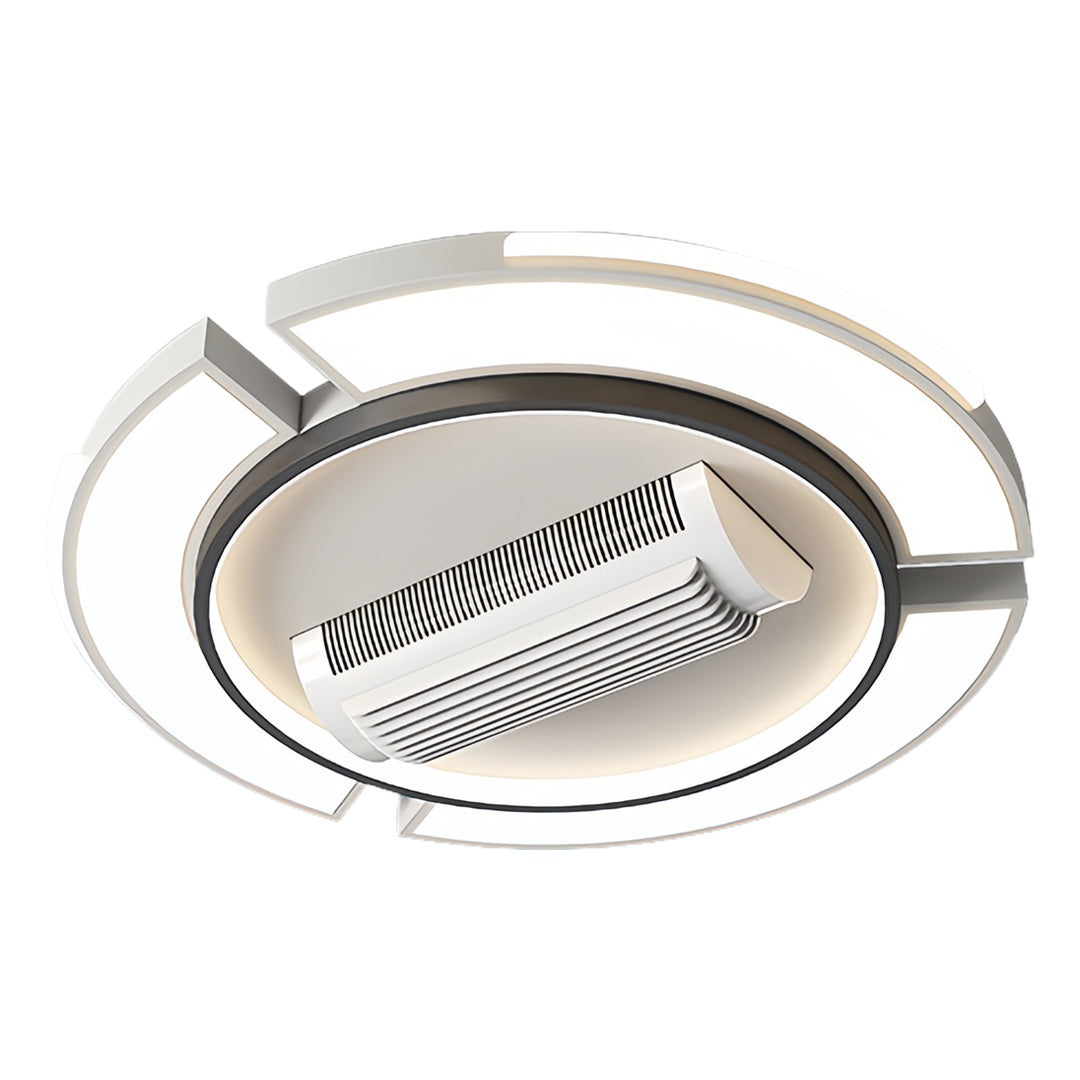 1. **WINSLOW AURORA AIRFLOW LAMP**  
   A modern bladeless ceiling fan featuring a full spectrum LED light, designed for optimal airflow and illumination.

2. **CAVENDISH LUMINAIRE CEILING FAN**  
   A sophisticated bladeless fan with integrated LED light