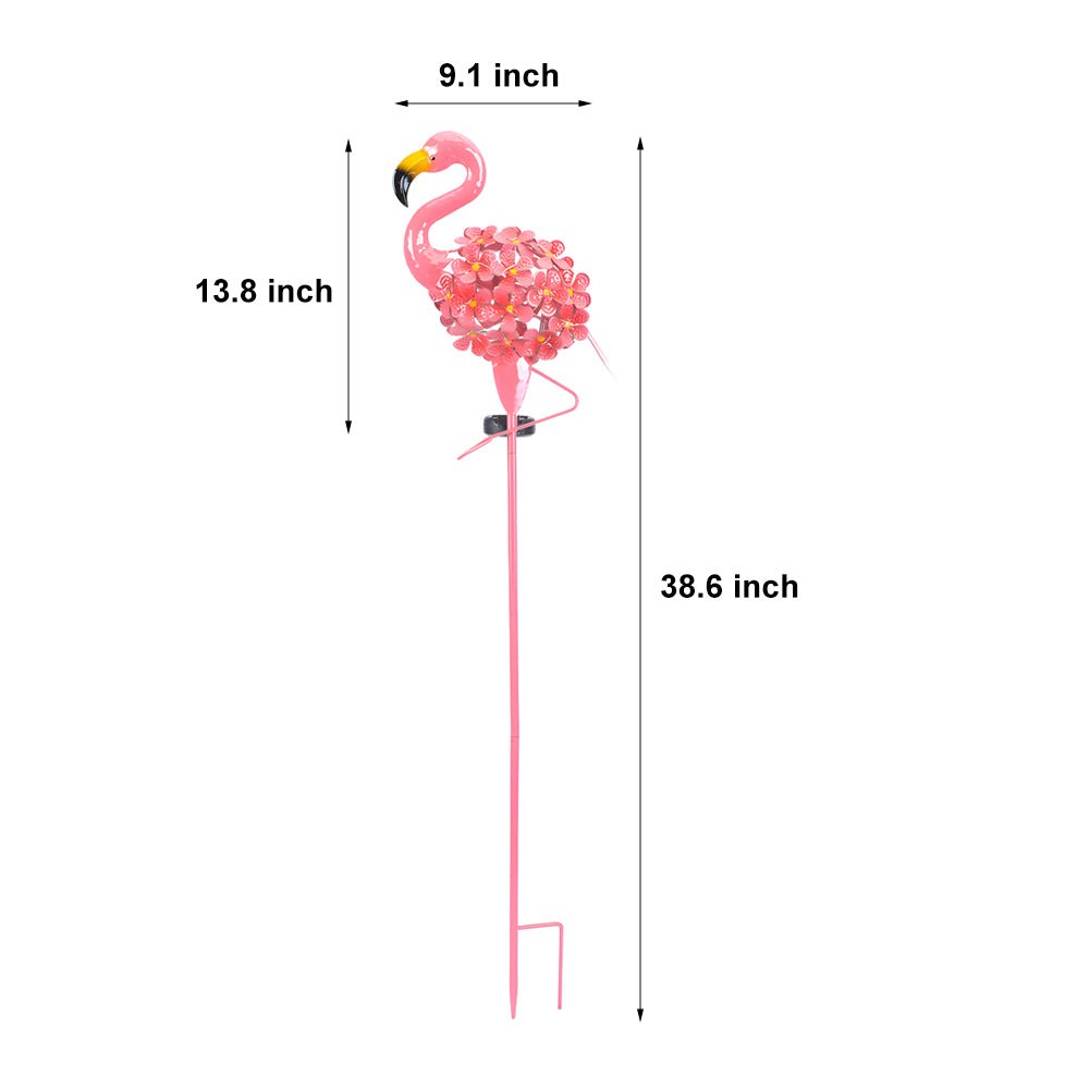 WINDSOR PINK FLAMINGO SOLAR GARDEN STAKE LIGHTING - SET OF TWO