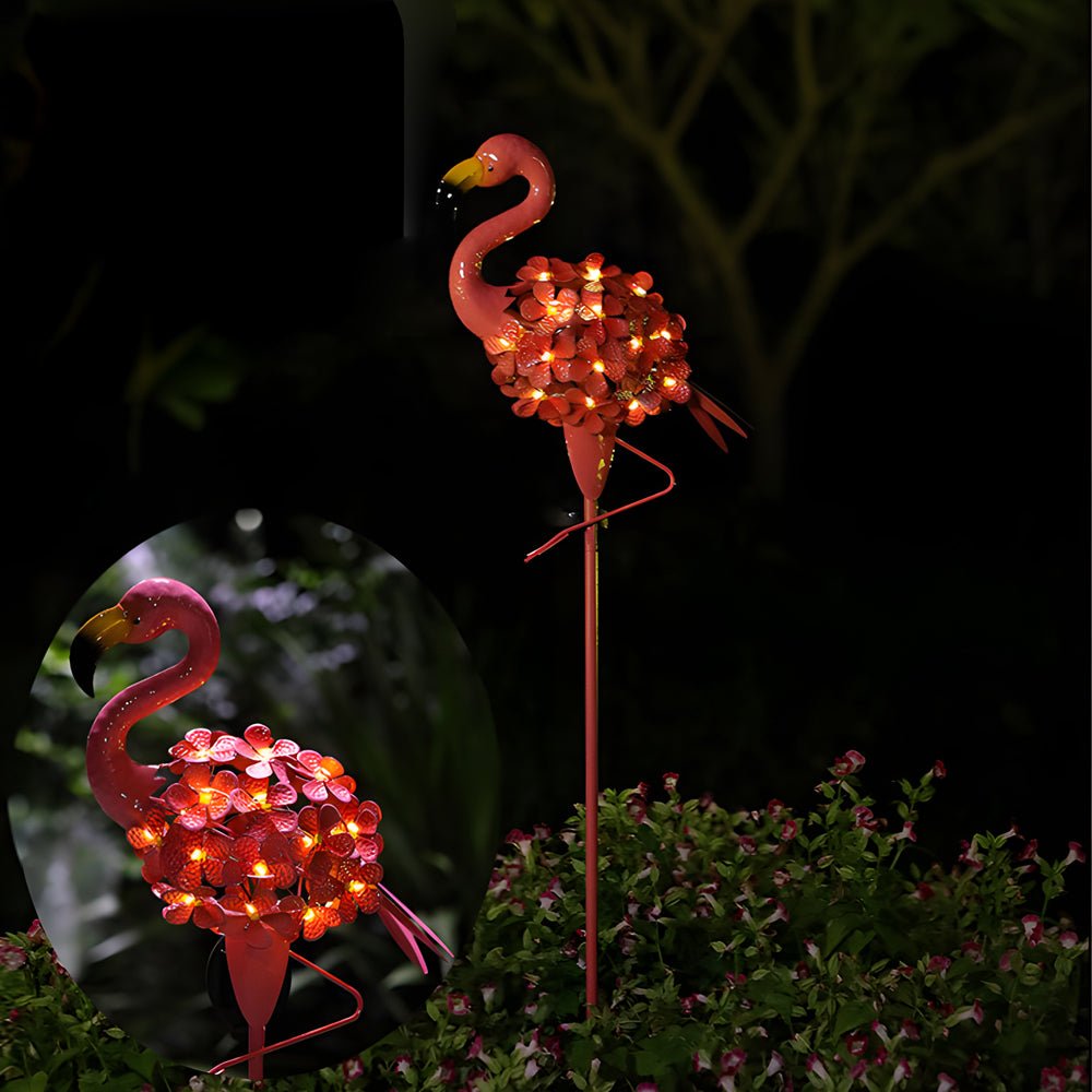 WINDSOR PINK FLAMINGO SOLAR GARDEN STAKE LIGHTING - SET OF TWO