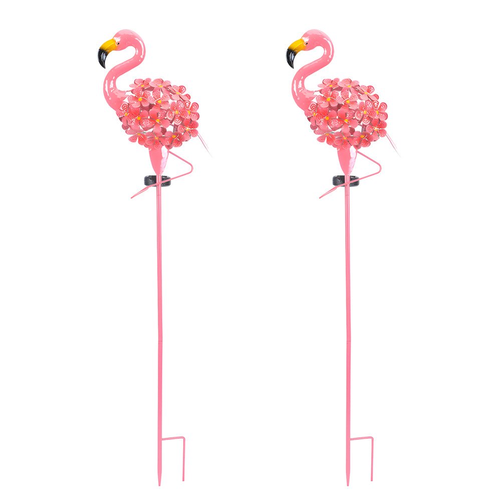 WINDSOR PINK FLAMINGO SOLAR GARDEN STAKE LIGHTING - SET OF TWO