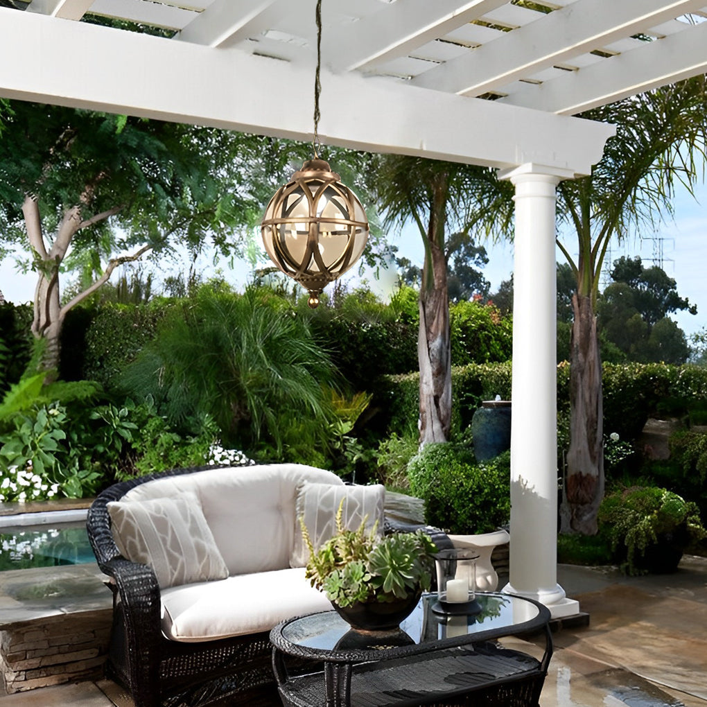 WINTHORPE METAL GLOBE OUTDOOR PENDANT LIGHT