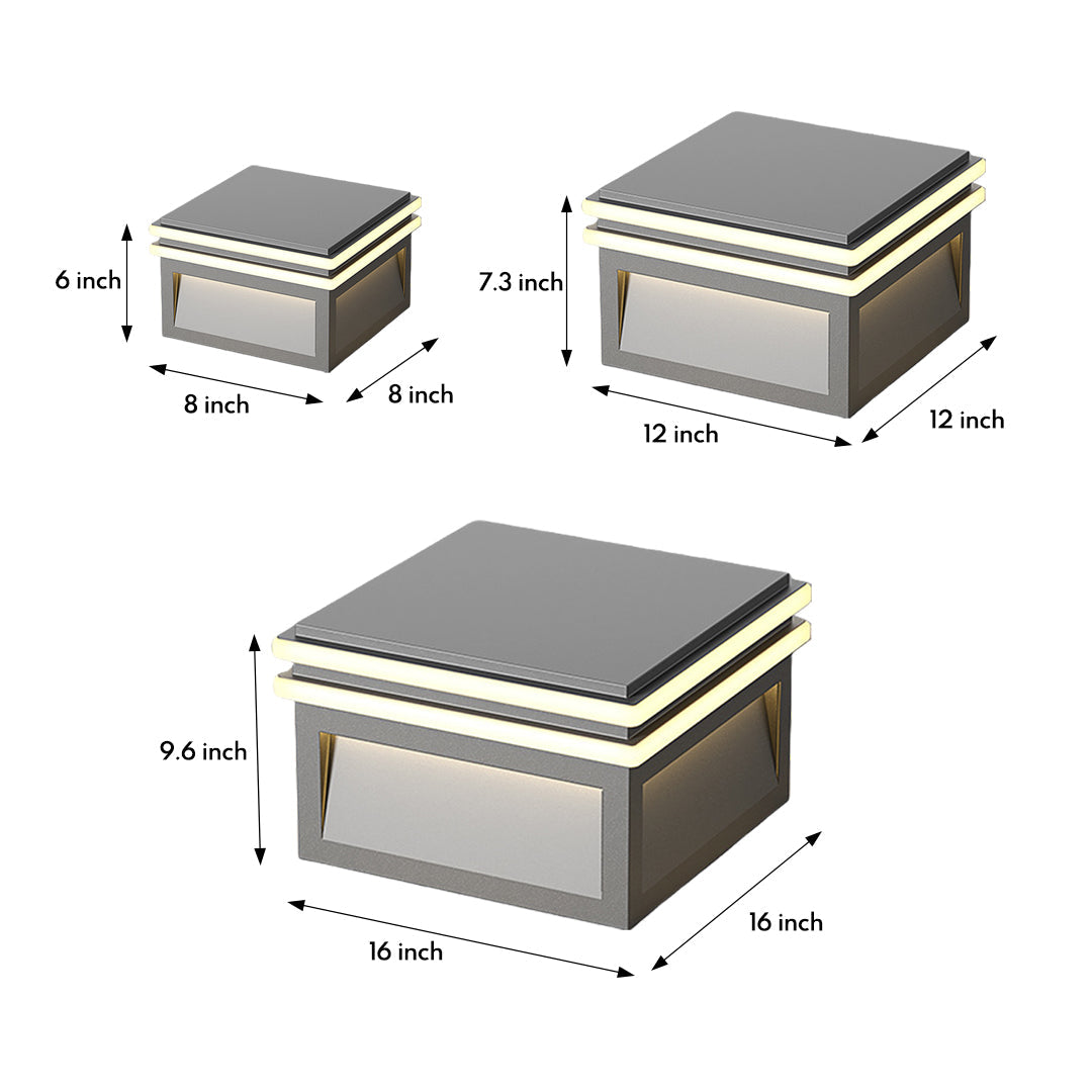 WINDSOR METAL SQUARE PIER LIGHTING, WATER-RESISTANT MINIMALIST DESIGN