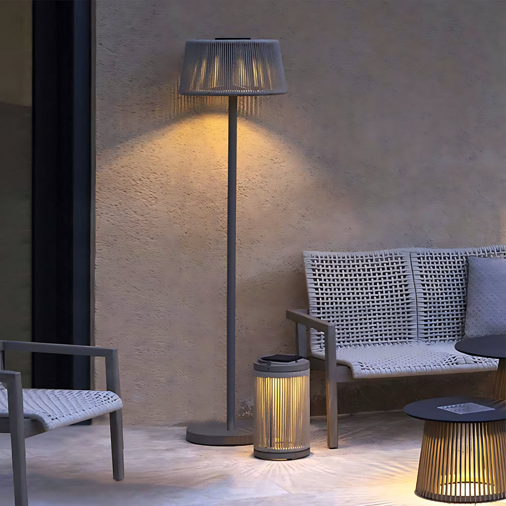 CHATHAM RAIN-RESISTANT MID-CENTURY LAMP WITH WOVEN SHADE