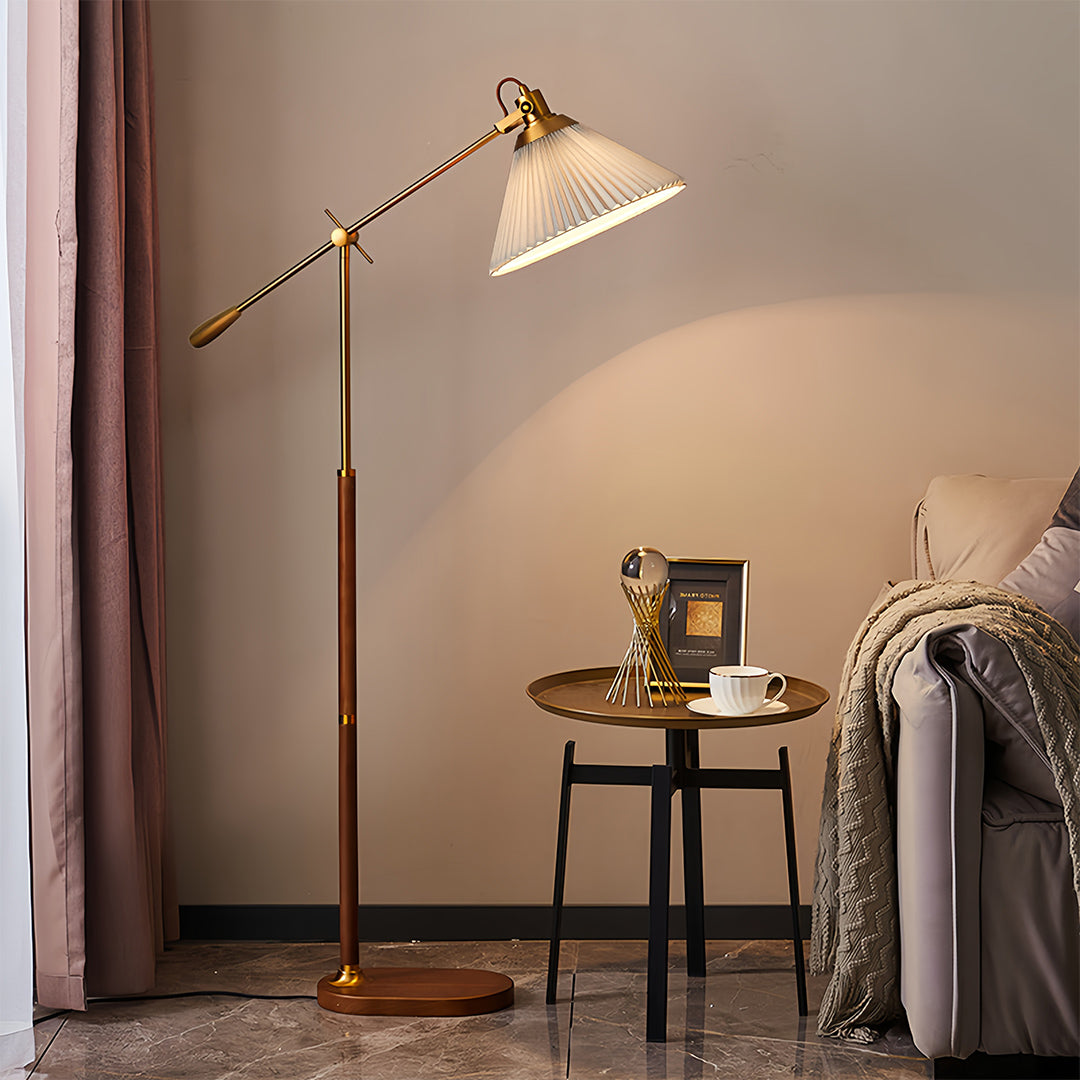 CHARLESTON SWING ARM READING LAMP, ADJUSTABLE FLOOR LIGHT WITH RETRO DESIGN