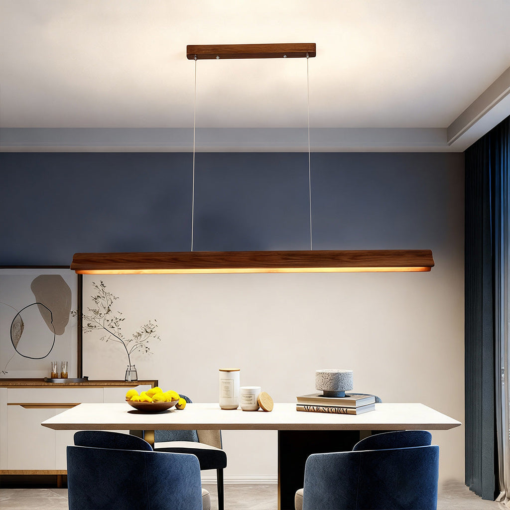 WINTHROP WOODEN SLIMLINE PENDANT WITH WHITE PVC SHADE