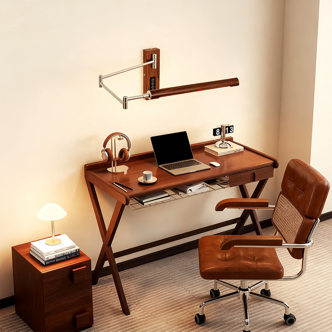 WINTHROP MID-CENTURY SWING ARM LIGHT WITH WALNUT FINISH