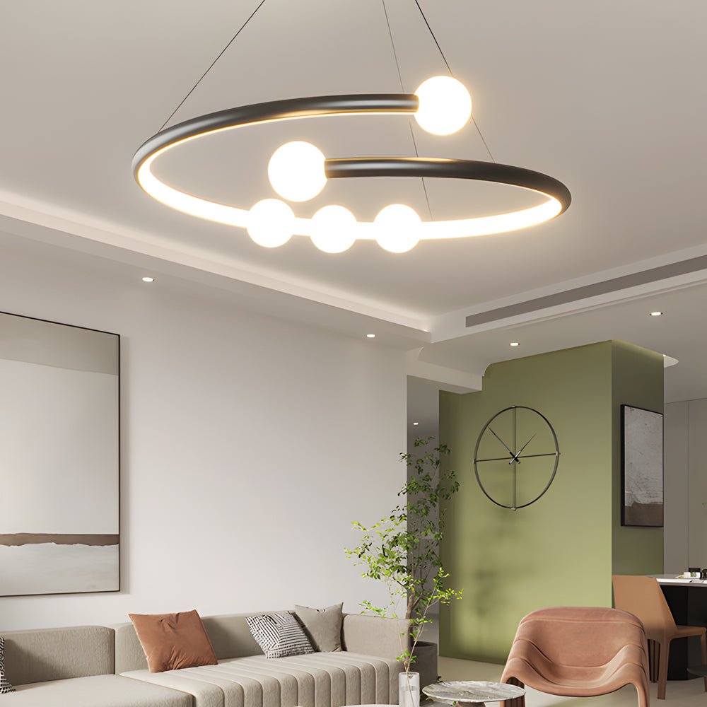 WINTHROP THREE-TIERED ORB LED CHANDELIER WITH DIMMABLE LIGHTING