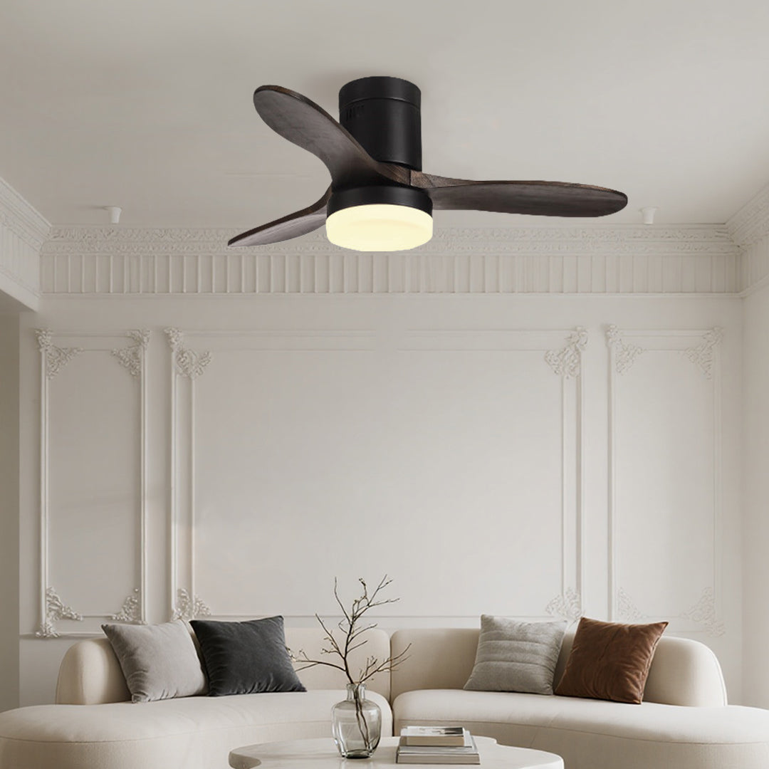 THORNBURY OAK TRIO CEILING FAN WITH LED ILLUMINATION AND REMOTE CONTROL