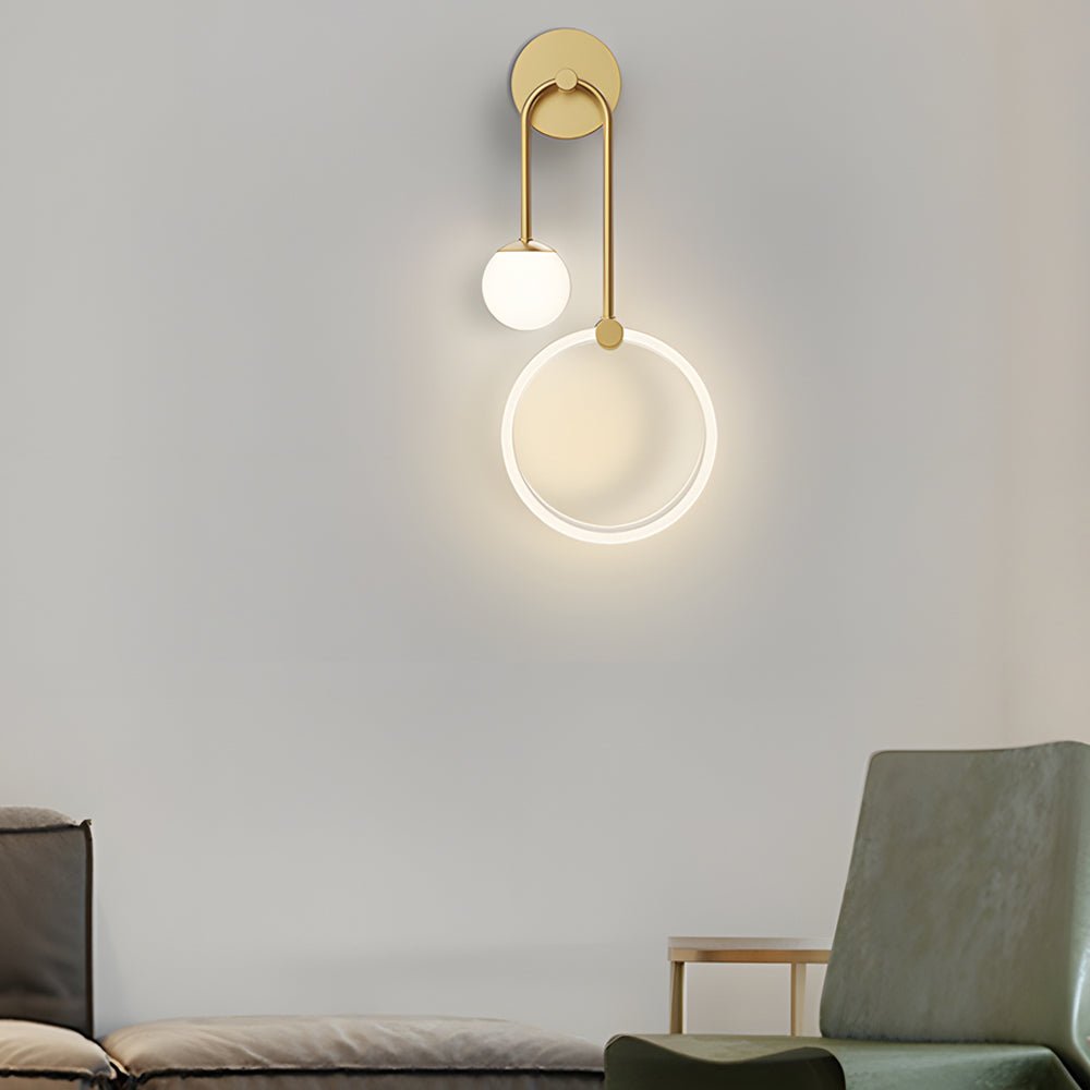 WINTHORPE ACRYLIC RING WALL SCONCE WITH FROSTED GLOBE