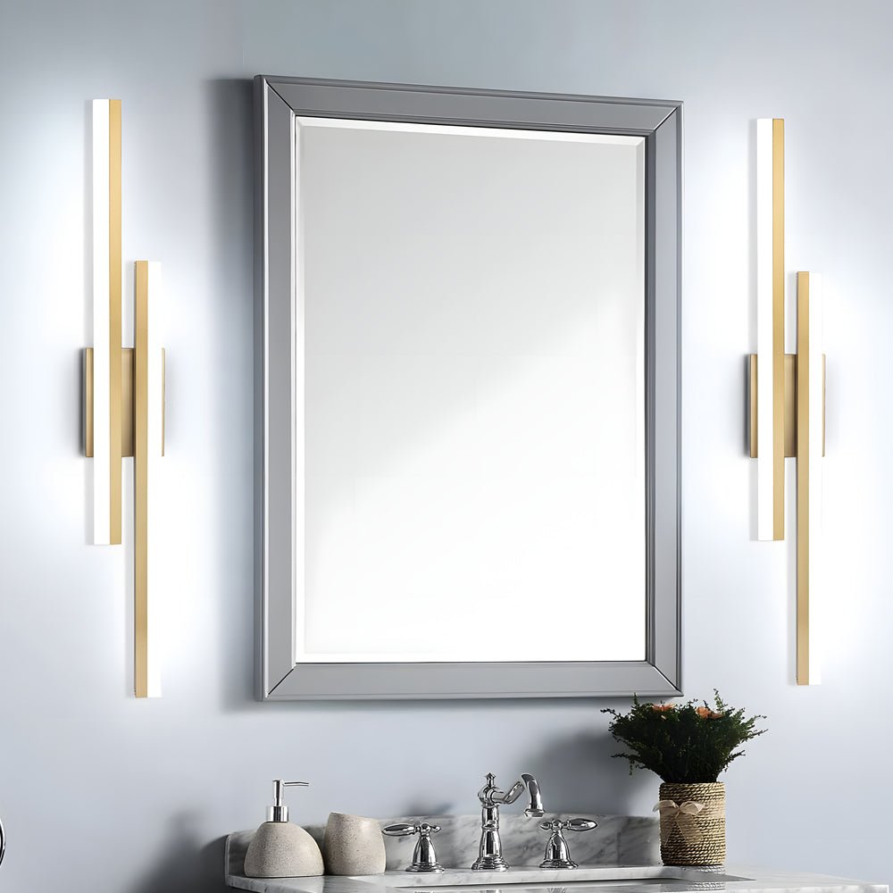 WINDSOR TWIN-ARM LED WALL SCONCE WITH TRIPLE DIMMING - ONYX & AUREATE FINISH
