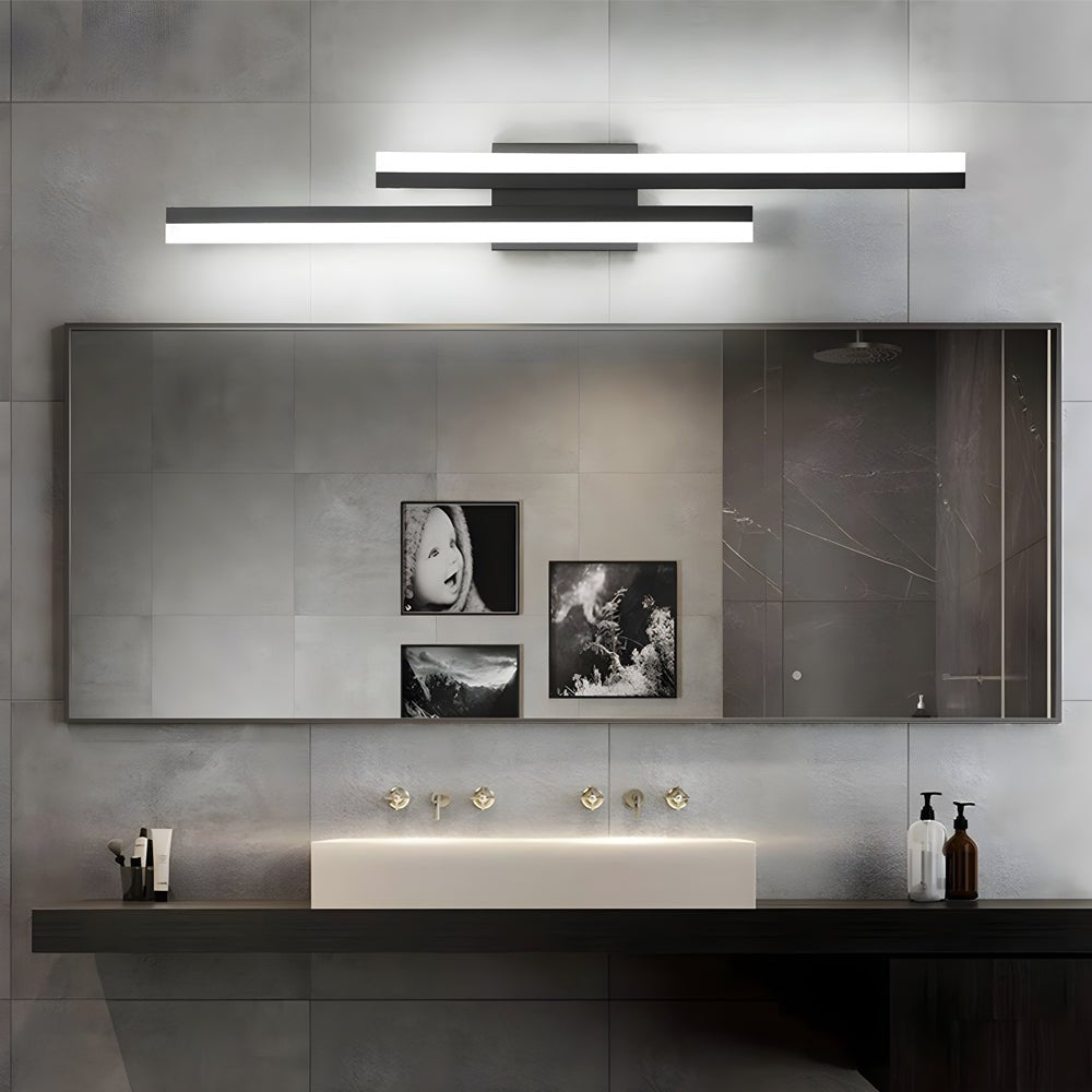 WINDSOR TWIN-ARM LED WALL SCONCE WITH TRIPLE DIMMING - ONYX & AUREATE FINISH