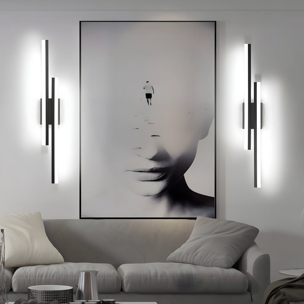 WINDSOR TWIN-ARM LED WALL SCONCE WITH TRIPLE DIMMING - ONYX & AUREATE FINISH