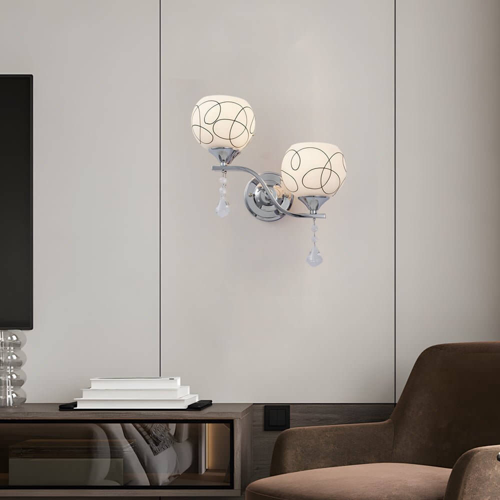 WINTHROP CRYSTAL ORB WALL LANTERN WITH DANGLE ACCENTS