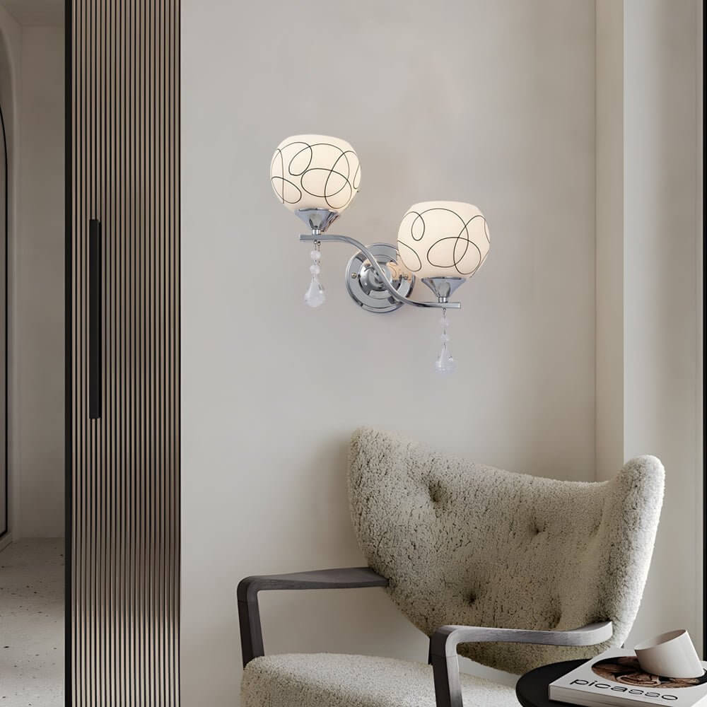 WINTHROP CRYSTAL ORB WALL LANTERN WITH DANGLE ACCENTS