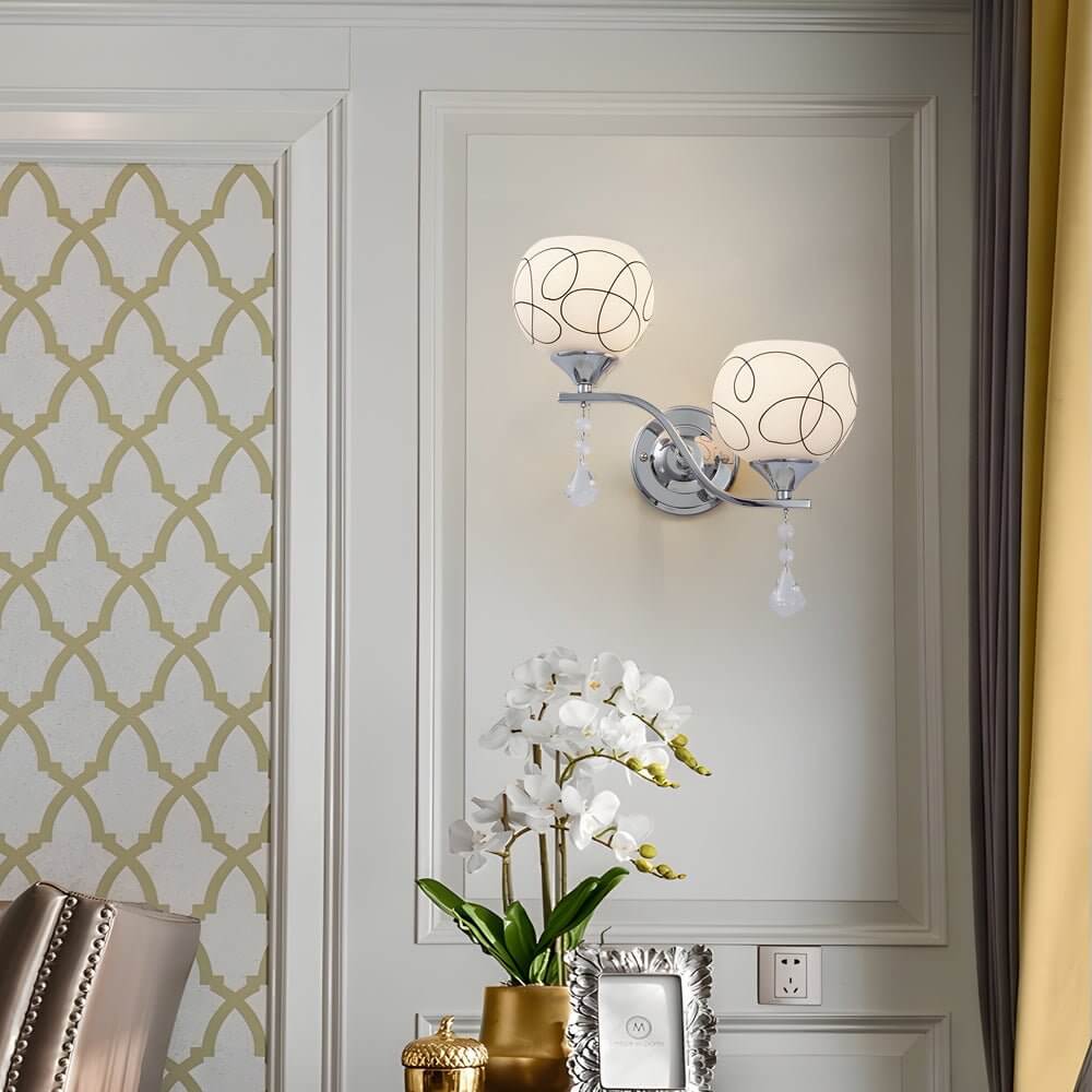 WINTHROP CRYSTAL ORB WALL LANTERN WITH DANGLE ACCENTS