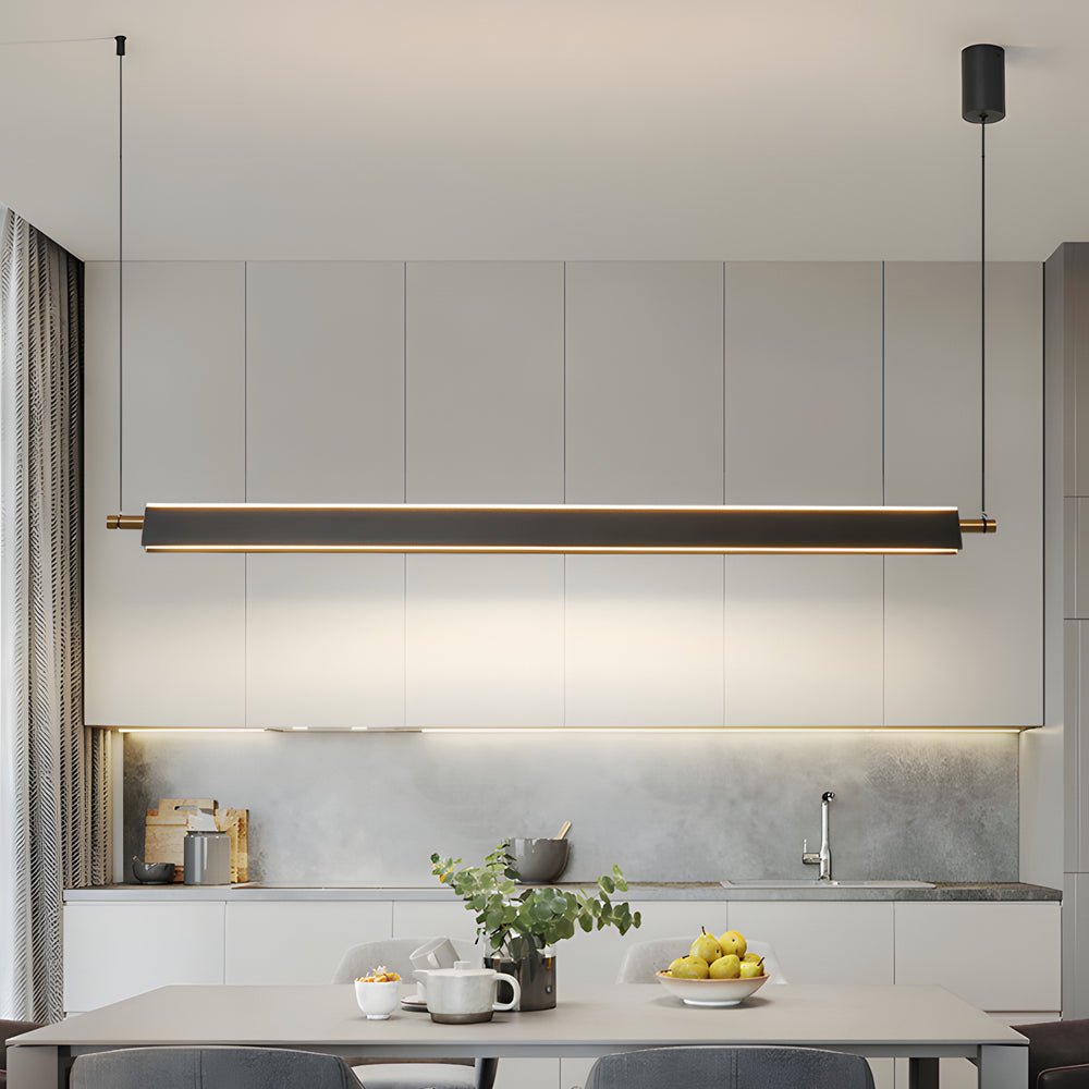 CHELSEA STRAIGHT EDGE BLACK ALUMINUM KITCHEN ISLAND PENDANT