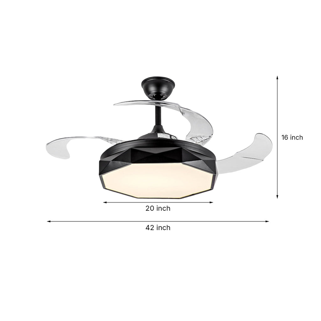 RAVENHURST 42-INCH CEILING FAN WITH ILLUMINATED ACRYLIC SHADE AND WHITE ABS BLADES