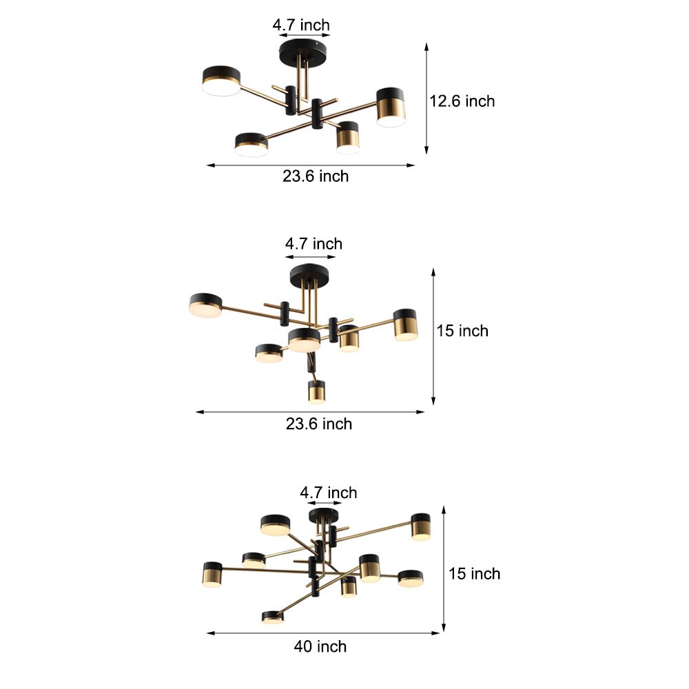 1. **WINSLOW STARBURST MULTI-LIGHT CHANDELIER**  
   A striking 4/6/8-light fixture featuring a dynamic arrangement of LED bulbs, designed to illuminate your space with modern flair and adjustable brightness.

2. **HARTLEY RADIANCE SPUTNIK LIGHTING**