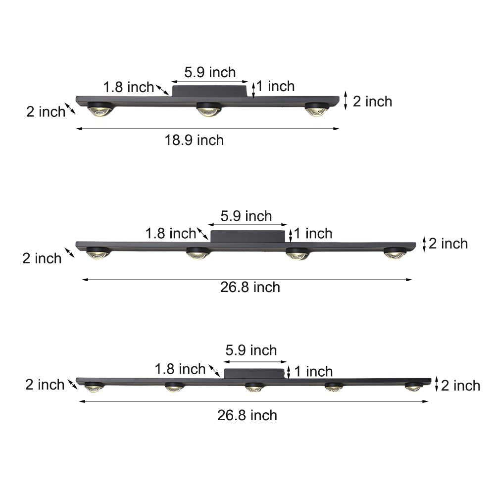 WINTHROP MODERN BLACK ALUMINUM WALL-WASHING LED CEILING LIGHT - 3/4/5-BULB CONFIGURATION