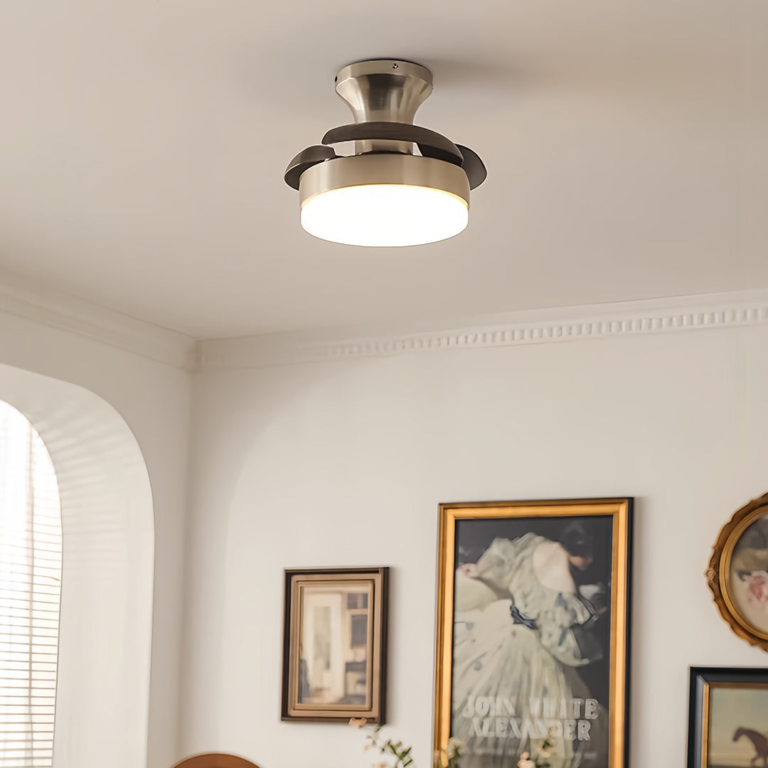 WINTHORPE SILVER 3-BLADE CEILING FAN LAMP WITH FRENCH RETRO ACCENTS