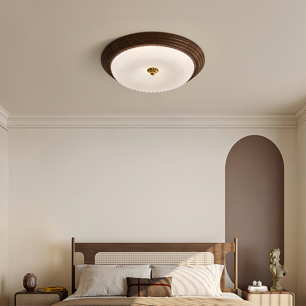WINTHORPE WALNUT HORIZON FLUSH MOUNT LIGHT