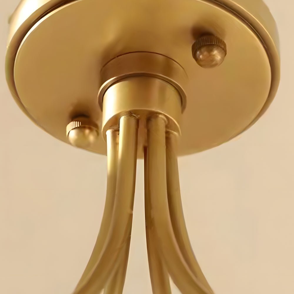 WINTHORPE BRASS ENGRAVED GLASS SEMI-FLUSH CEILING LANTERN - 6/8-BULB