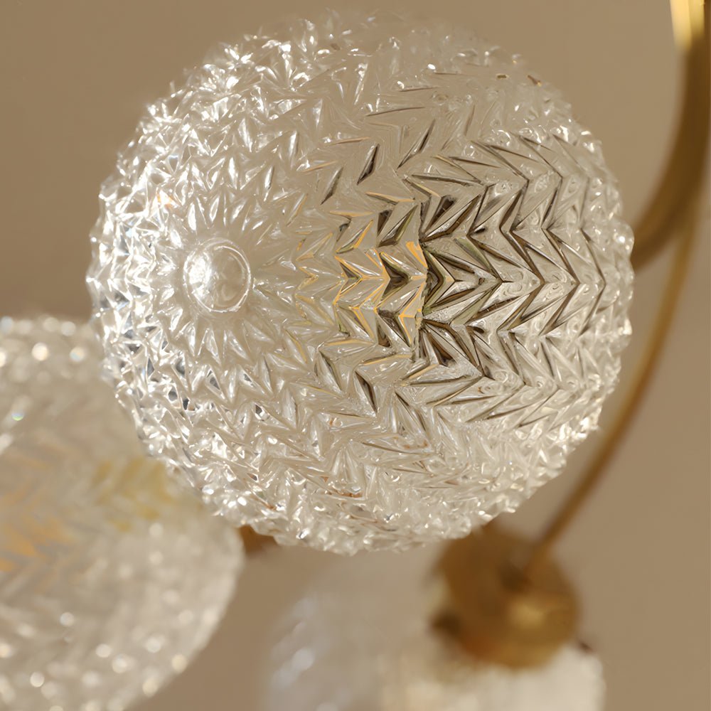 WINTHORPE BRASS ENGRAVED GLASS SEMI-FLUSH CEILING LANTERN - 6/8-BULB