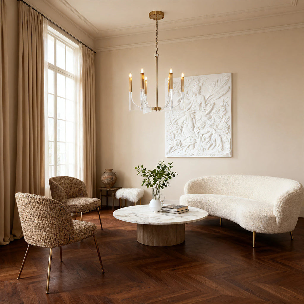 WINDSOR ACRYLIC DOME CHANDELIER, MODERN MINIMALIST CEILING ILLUMINATION