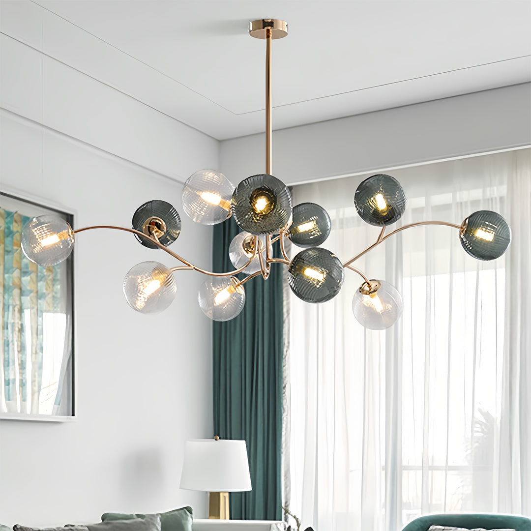 WINTHORPE SIX-BULB GLASS CEILING LANTERN WITH GOLD ACCENTS