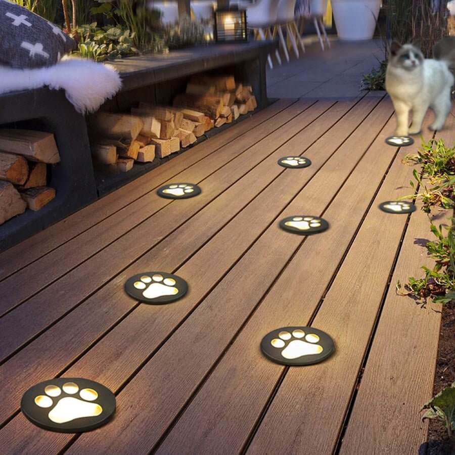 WHITBY PAW PRINT LED GARDEN SPOTLIGHTS FOR OUTDOOR SPACES