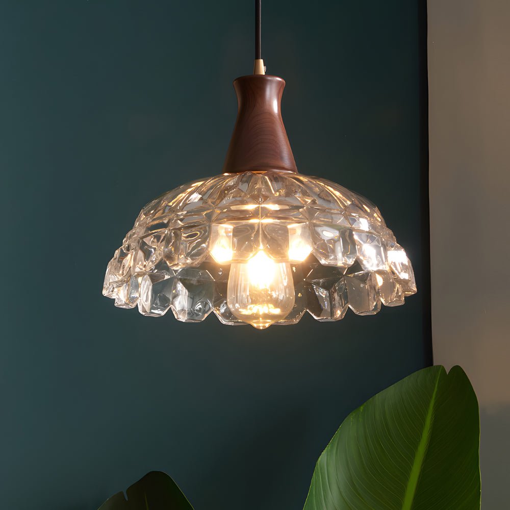 WINTERBOURNE COPPER PETAL HANGING LANTERN WITH TIMBER GRIP