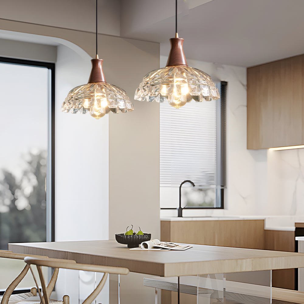 WINTERBOURNE COPPER PETAL HANGING LANTERN WITH TIMBER GRIP
