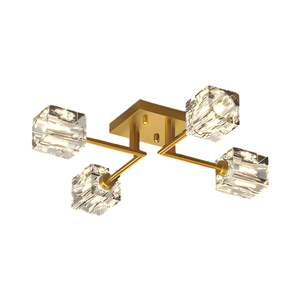 WINDSOR COPPER CRYSTAL CUBE SEMI-FLUSH LIGHTING, 4/6/8-BULB CONFIGURATION