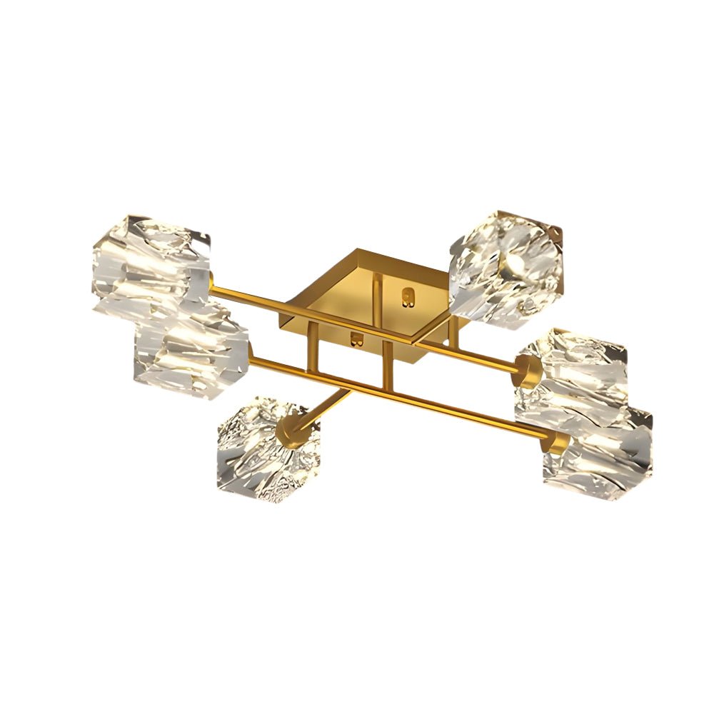 WINDSOR COPPER CRYSTAL CUBE SEMI-FLUSH LIGHTING, 4/6/8-BULB CONFIGURATION