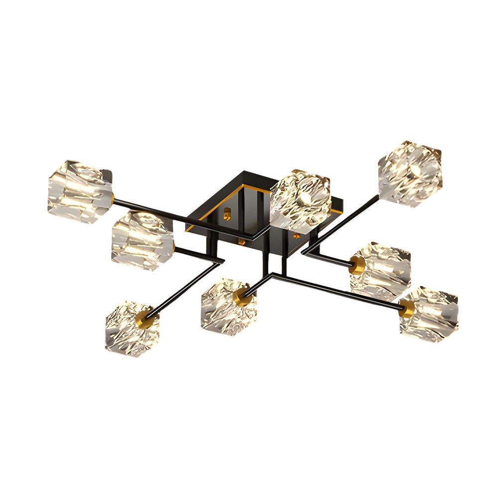 WINDSOR COPPER CRYSTAL CUBE SEMI-FLUSH LIGHTING, 4/6/8-BULB CONFIGURATION