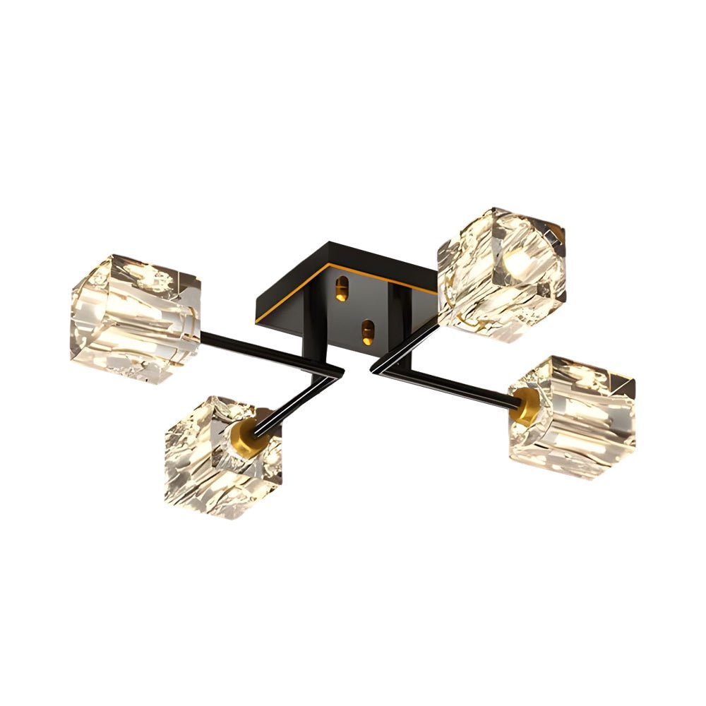 WINDSOR COPPER CRYSTAL CUBE SEMI-FLUSH LIGHTING, 4/6/8-BULB CONFIGURATION
