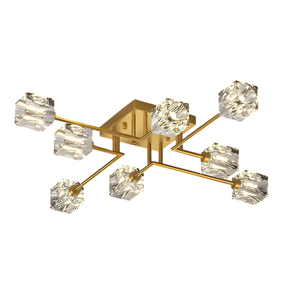 WINDSOR COPPER CRYSTAL CUBE SEMI-FLUSH LIGHTING, 4/6/8-BULB CONFIGURATION