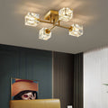 WINDSOR COPPER CRYSTAL CUBE SEMI-FLUSH LIGHTING, 4/6/8-BULB CONFIGURATION