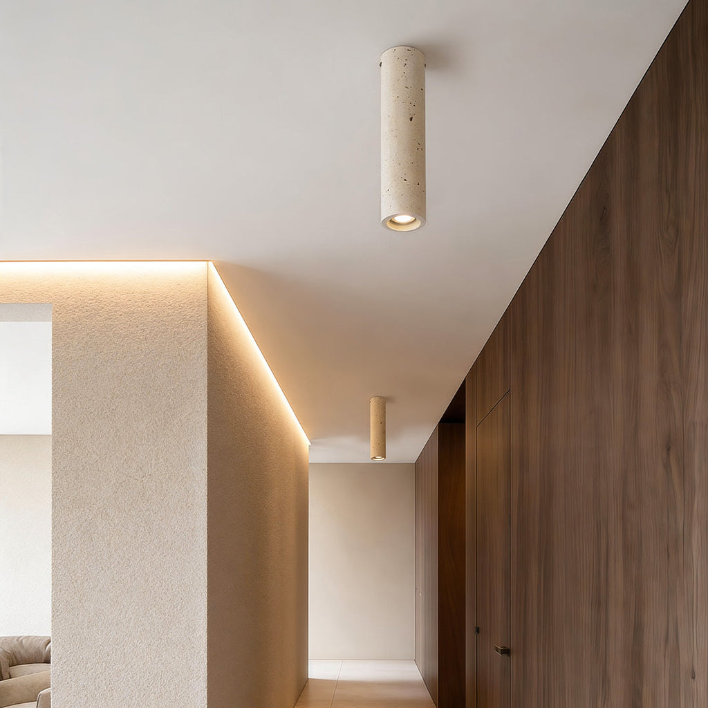 WINTHORPE YELLOW TRAVERTINE TUBE SUSPENSION LIGHT