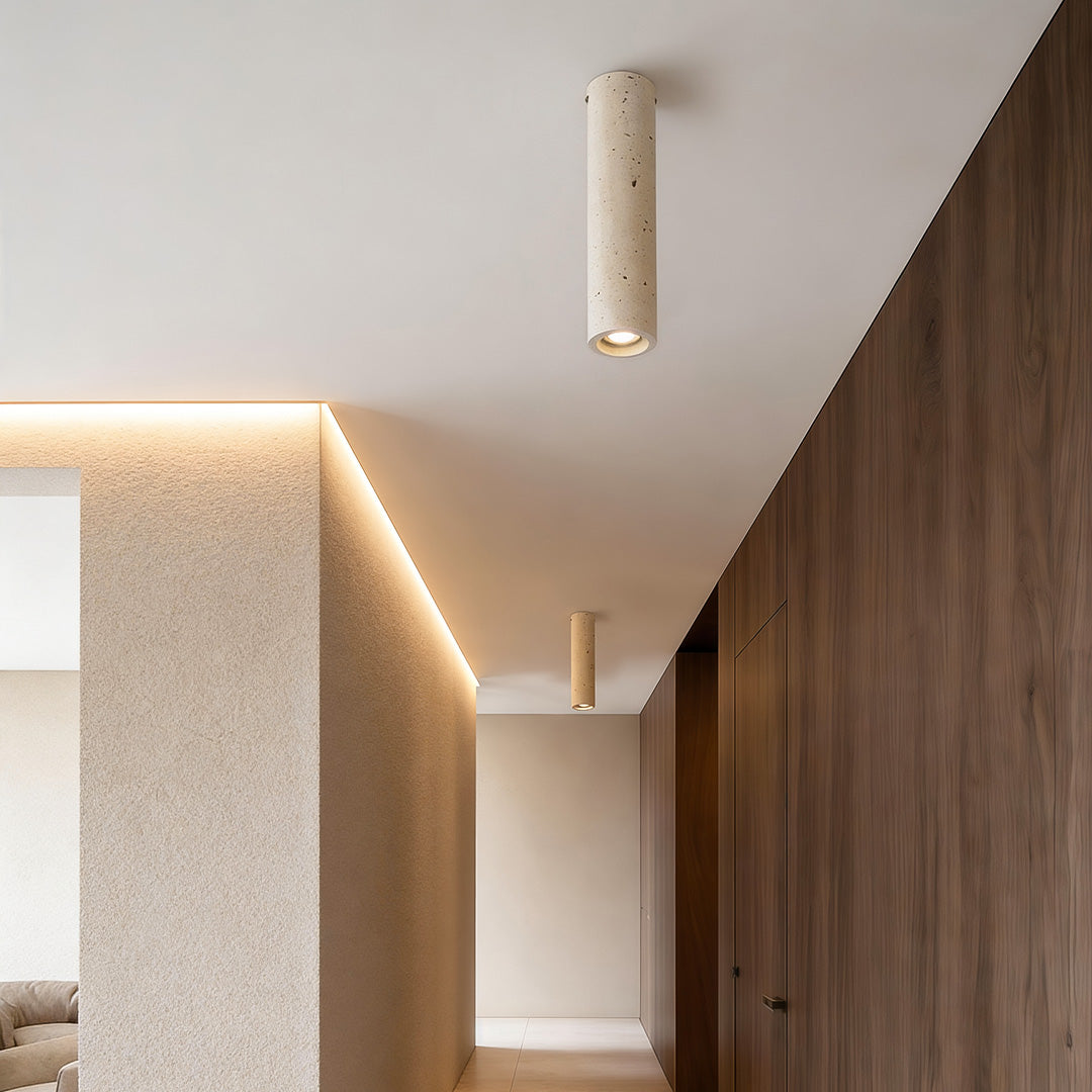 WINTHORPE YELLOW TRAVERTINE TUBE SUSPENSION LIGHT