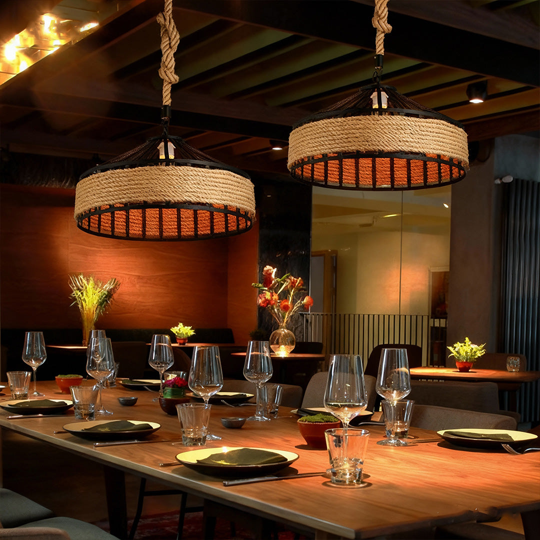 WINDSOR HEMP-WRAPPED CIRCULAR CEILING LANTERN