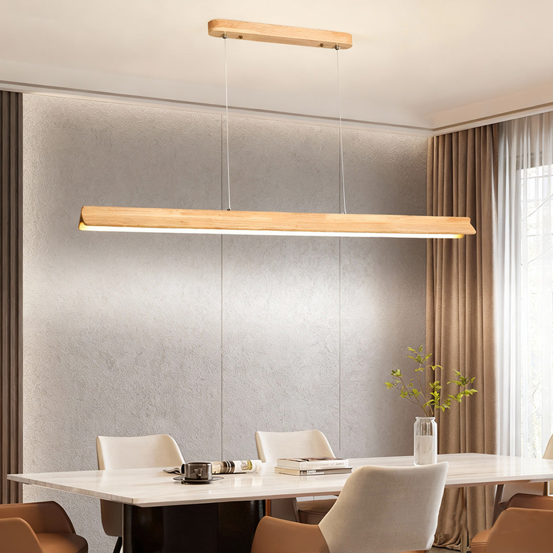 WINTHROP WOODEN SLIMLINE PENDANT WITH WHITE PVC SHADE