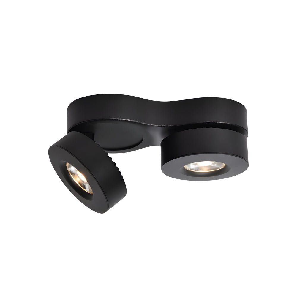 WINDSOR TWIN-HEAD ROTATING CEILING SPOTLIGHT IN BLACK AND WHITE