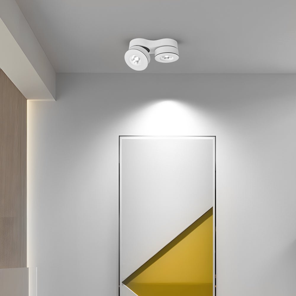 WINDSOR TWIN-HEAD ROTATING CEILING SPOTLIGHT IN BLACK AND WHITE