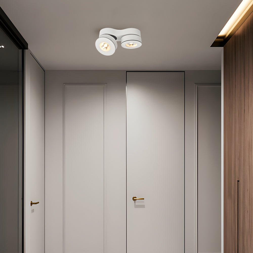WINDSOR TWIN-HEAD ROTATING CEILING SPOTLIGHT IN BLACK AND WHITE