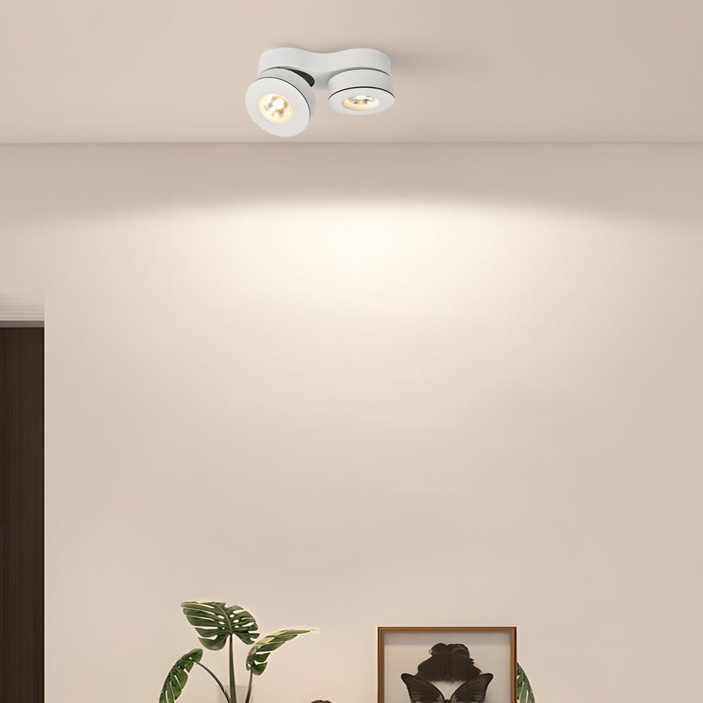 WINDSOR TWIN-HEAD ROTATING CEILING SPOTLIGHT IN BLACK AND WHITE