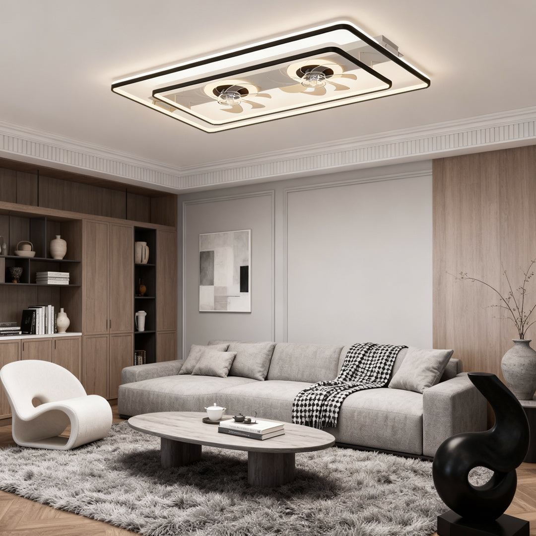 WINDSOR CLEAR ACRYLIC BLADES DUAL-HEAD CEILING FAN WITH LED ILLUMINATION