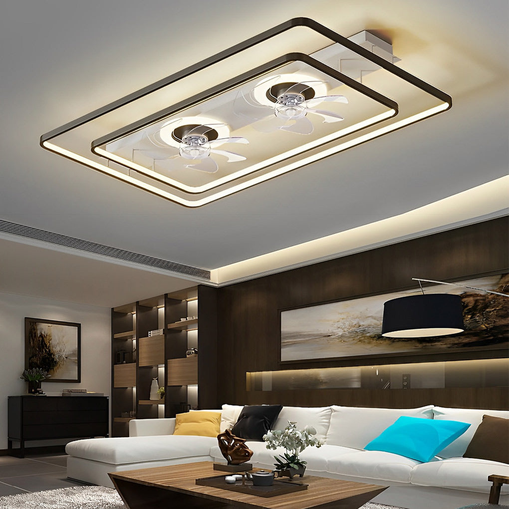 WINDSOR CLEAR ACRYLIC BLADES DUAL-HEAD CEILING FAN WITH LED ILLUMINATION